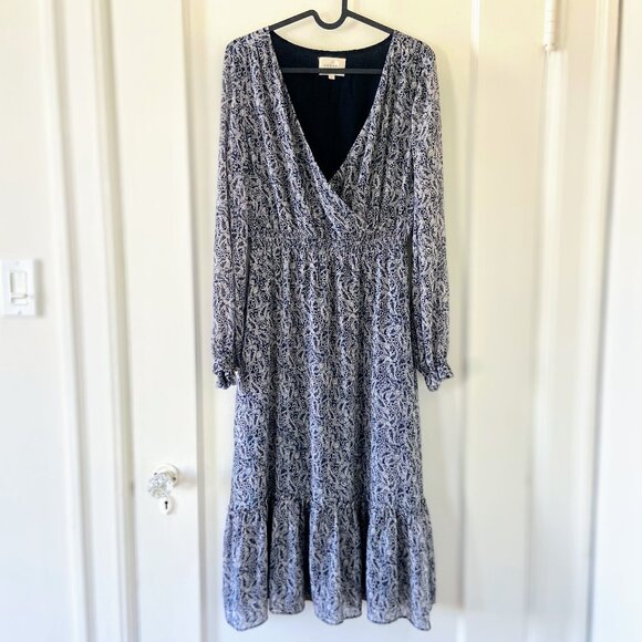 Sezane black and cream paisley print midi dress - Size 38 - Picture 5 of 13